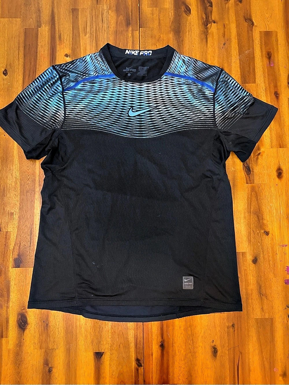 Nike Pro Dri-FIT Fitted Short Sleeve Shirt Fitted Shirt Men's Black & Blue